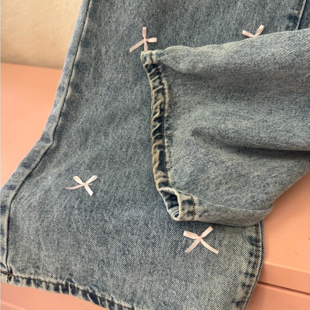 Love Soho size 0 wide leg pink bow denim jeans - Picture 4 of 7